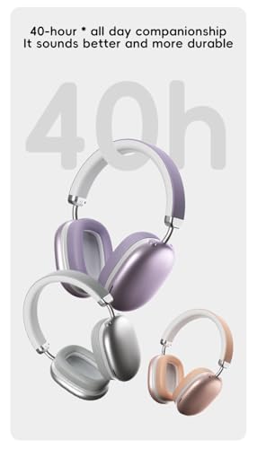 BT1638 Over-Ear Wireless Headphones, Premium Padded Headband, Champagne USB-C Charging, Bluetooth Headphones， Long Endurance Flight of up to 40 Hours，Fashionable and Colorful (Purple) - color: Purple