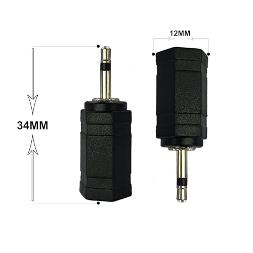 2.5mm Male Mono to 3.5mm Female Mono Adapter 2 Pack | for Microphone Headphones Speakers Mobile Devices, Black