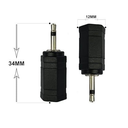 2.5mm Male Mono to 3.5mm Female Mono Adapter 2 Pack | for Microphone Headphones Speakers Mobile Devices, Black