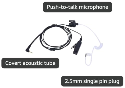 TC-320 Walkie Talkie Earpiece 2.5mm 1 Pin Acoustic Tube Ear Piece with PTT Mic for Talkabout T200 T210 T260 T600 T800 Compatible with Hytera HYT TC-310 TC-320 Two Way Radio