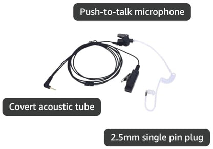 TC-320 Walkie Talkie Earpiece 2.5mm 1 Pin Acoustic Tube Ear Piece with PTT Mic for Talkabout T200 T210 T260 T600 T800 Compatible with Hytera HYT TC-310 TC-320 Two Way Radio