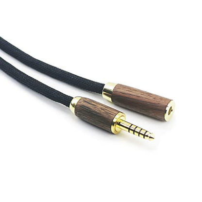 NewFantasia 4.4mm Male to 4.4mm Female Balanced Headphone Audio Adapter Cable Extension Cord 6N OCC Copper Single Crystal Silver Plated Wire Walnut Wood Shell 1.5meters/4.9ft
