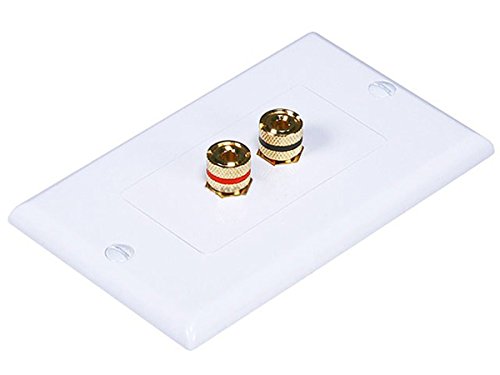iMBAPrice (5 Pack) Premium 2 Connector Banana Wall Plate - Banana Plug Binding Post Wall Plate for Speakers white