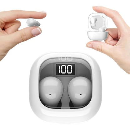 Invisible Mini Sleep Earbuds Ear Buds for Side Sleepers Sleeping, Small Ears Canals Women Wireless Bluetooth Low Profile Smallest Disgused Tiny Micro Discreet Hidden Earbuds Headphones for Work - color: White