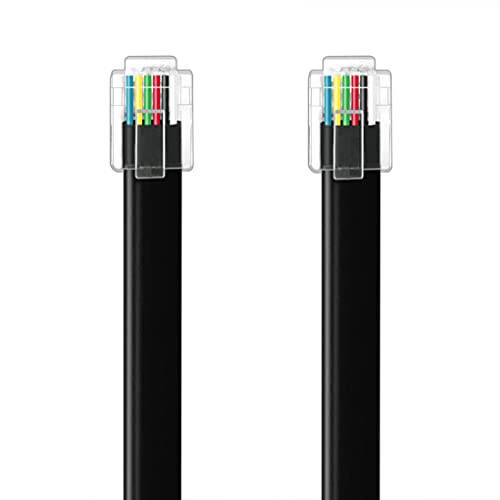 NECABLES 2Pack 6 Inch Short RJ12 Cable Short Telephone Cord Phone Cable | RJ12 6P6C Male to Male Straight Wired for Both Data and Voice Use Black - size: 6 inch
