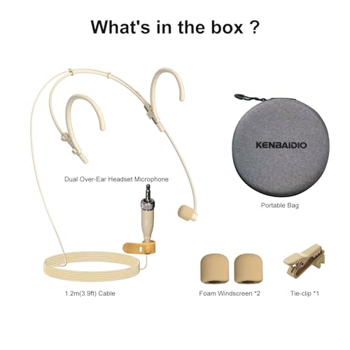 Microphone Headset Discreet Headworn Earset Over Ear Hanging Mic Compatible with Sennheiser Wireless System Bodypack Transmitter for Performance Theater Lecture Podcasts, 3.5mm Female Screw Plug - size: 3.5mm Female Screw Plug for Sennheiser Only