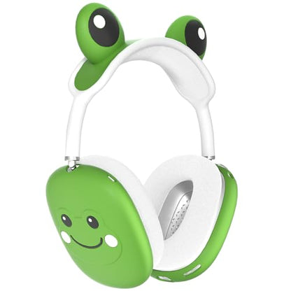 Cute 3 in 1 Silicone Protective Cover Case Frog Shockproof Ear Pad Ear Cups Headband Cover Ear Cushion Ear Muff Dust Protector for AirPods Max (Green) - color: Green