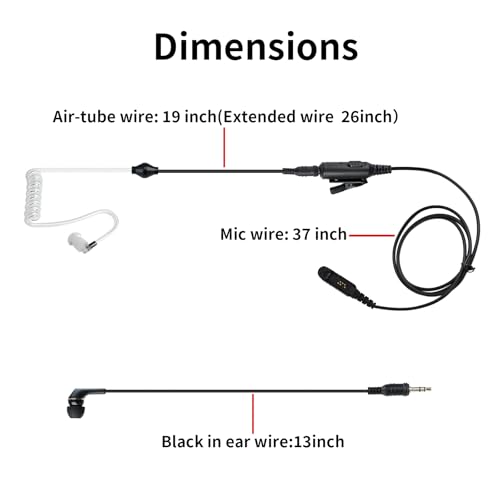 Walkie Talkie Earpiece with Mic Ear Piece PTT Microphone Headset for Motorola XPR 3300e 3500e 3500 3300 2-Way Radios (in Ear Earbuds, to 3.5mm Aux Earphone)