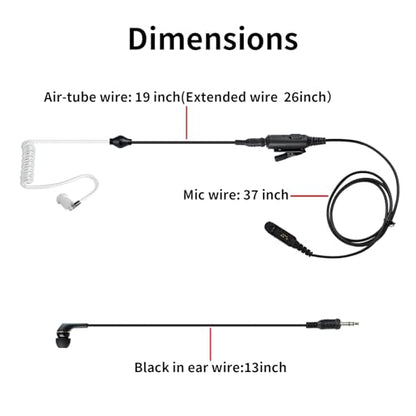 Walkie Talkie Earpiece with Mic Ear Piece PTT Microphone Headset for Motorola XPR 3300e 3500e 3500 3300 2-Way Radios (in Ear Earbuds, to 3.5mm Aux Earphone)