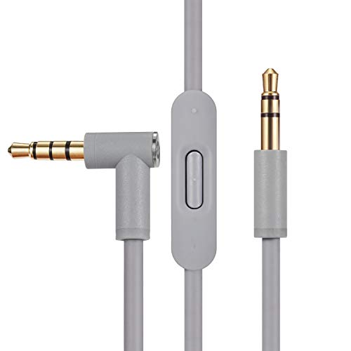 cipher Replacement Audio Cable Cord Wire,Compatible with Beats Headphones Studio Solo Pro Detox Mixr Executive Pill with in Line Mic and Control (Grey) - color: Grey