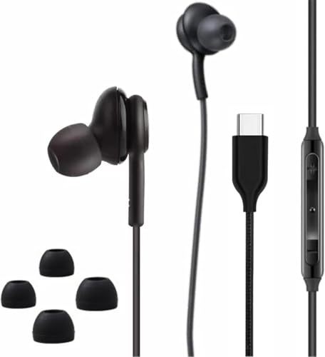 AKG USB-C Wired Earbuds with Microphone, in-Ear Headphones with Volume Control, 3ft Braided Cable, Compatible with Galaxy S24 Ultra, S24+, S24, S23, iPhone 15