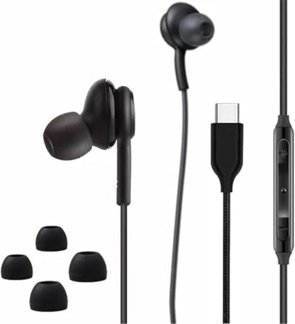 AKG USB-C Wired Earbuds with Microphone, in-Ear Headphones with Volume Control, 3ft Braided Cable, Compatible with Galaxy S24 Ultra, S24+, S24, S23, iPhone 15