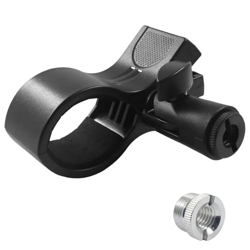1 Pack Microphone Holder, Large | With a Silver 5/8" to 3/8" Screw Adapter, Mic Accessory Clip for Stands, Fit for Most Condenser and Wireless Microphones - size: 1 Clip (With Silver Screw)