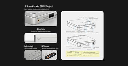 SHANLING EC Play Hi-Fi Portable CD Player, USB DAC CD Player with Dual CS43198 DAC & 700mW Balanced Output, Bluetooth 6.0 LDAC Receiver, 384kHz/32bit, 12H Battery, 4.4mm/3.5mm/Coaxial Output(Silver) - color: EC Play Silver