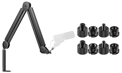 InnoGear Mic Boom Arm with Cable Management & 8 Pieces Mic Stand Adapter for Microphone Stand Boom Arm Mic Clip Shock Mount Camera Tripod Webcam