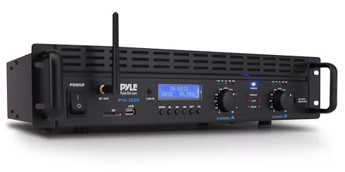 Pyle 2-Channel Rack Mount Power Amplifier with Bluetooth - 2000W Bridgeable with TRS XLR Input, Speakon Outputs, USB-A Input with MP3 Player, Bridge Mode, Cooling Fan, LED Level Meters - PTA1000BT - color: Matte Black