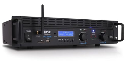 Pyle 2-Channel Rack Mount Power Amplifier with Bluetooth - 2000W Bridgeable with TRS XLR Input, Speakon Outputs, USB-A Input with MP3 Player, Bridge Mode, Cooling Fan, LED Level Meters - PTA1000BT - color: Matte Black