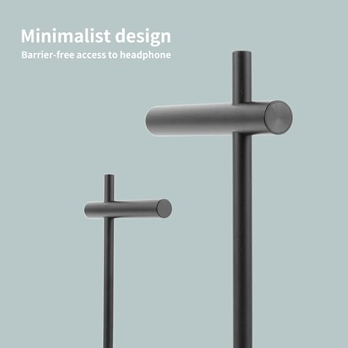 Aluminum Alloy Headphone Stand for Desk with Non-Slip Base - Universal headset stand Compatible with Over-Ear, On-Ear and Neckband Headphones (Black) - color: Black