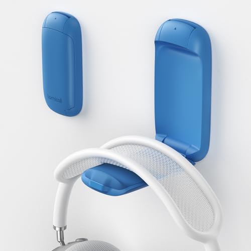 Lamicall Headphone Stand, Sticky Headset Holder, Foldable Headphone Holder | Compact Headphone Hook Mount, Adhesive Hanger Clip Under Desk, Earphone Clamp for Airpods Max, HyperX, Sennheiser, Blue - color: Blue