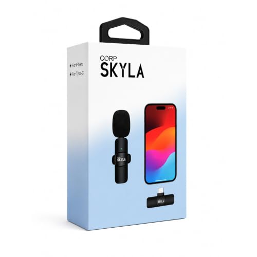Wireless Lavalier Microphone for iPhone, Android & USB-C Dual Mic Set (2 Pack) with Lightning Adapter & Windscreens, Plug & Play Clip-On Lapel Mic for Video Recording, TikTok & YouTube