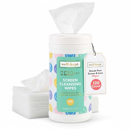 All Smile Tech & Lens Wipes canister for Glasses & Phones, 120 Count | Pre-moistened, lint-free wipes remove smudges without streaks or scratches. Safe for lenses, phones, tablets & screens - color: ALLSMILES