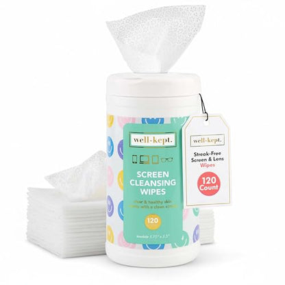 All Smile Tech & Lens Wipes canister for Glasses & Phones, 120 Count | Pre-moistened, lint-free wipes remove smudges without streaks or scratches. Safe for lenses, phones, tablets & screens - color: ALLSMILES