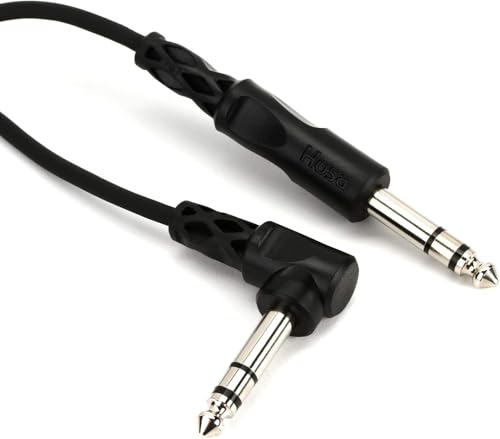 Hosa CSS-103R 1/4 Inch TRS to Right-angle1/4 Inch TRS Balanced Interconnect Cable, 3 Feet