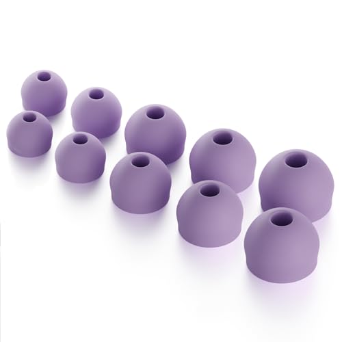 CURVD Earplug Replacement Tips Set, 5 Pairs XXS/XS/S/M/L, Noise Reduction Earbud Replacement Tips Soft Flexible Silicone Eartips Including XXS for the Smallest Ears, Earphones & Ear Buds - color: Purple