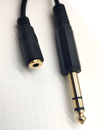 3.5mm to 6.35mm Audio Cable Golden Plated 1/8 inch Female to 1/4 inch Male TRS Stereo Audio Jack Converter Adapter Extension Wire Cord 5FT/1.5M(3.5F-6.35M)