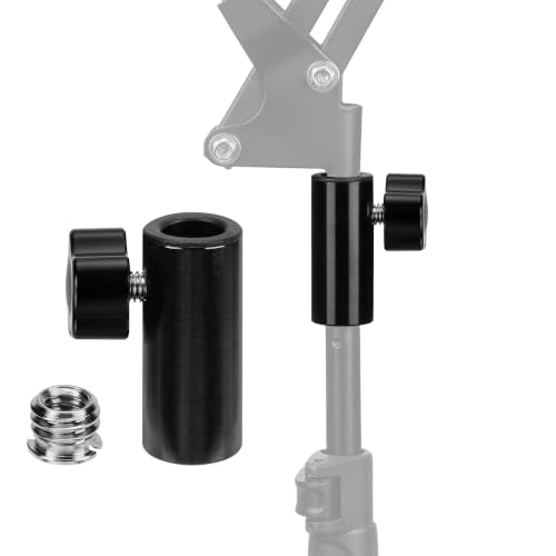 GEEKRIA Microphone Thread Adapter for Boom Arm & Mic Stand, 3/8" Female to 1/4" Female Mount Adapter, Metal Microphone Stand Connector for Recording, Streaming, Podcasting, (Black / 2 Pack)