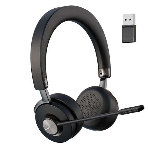 MAIRDI Bluetooth Office Headset with Active Noise Cancelling (ANC) for Clear Calls, Noise Cancelling Microphone for Call Center, Remote Work & Online Meetings, Wireless Headset for PC, Laptop & Teams