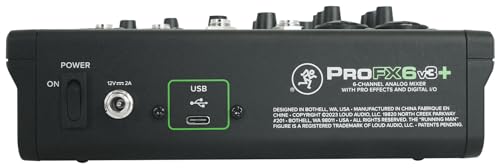 Audiosavings Bundle: (1) Mackie ProFX6v3+ 6-Channel Analog Mixer w/Enhanced FX/USB Recording/Bluetooth Bundle With (1) Rockville RCXFM20E-B 20 Foot Female to Male XLR Mic Cable Black 100% Copper