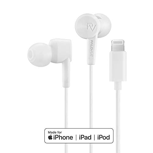 PALOVUE Lightning Headphones Earphones MFi Certified with Microphone | Compatible with iPhone 14 13 12 11 Pro Max X XS Max XR 8 Plus 7 Plus SweetFlow White - color: White