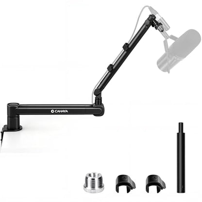 CAHAYA Desk Mount Mic Arm, Low Profile Boom Stand for Streaming, Black