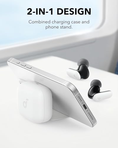 Soundcore P30i by Anker Noise Cancelling Earbuds, Hands-Free Viewing | Strong and Smart Noise Cancelling, Powerful Bass, 45H Playtime, 2-in-1 Case and Phone Stand, IP54, Bluetooth 5.4 - color: White