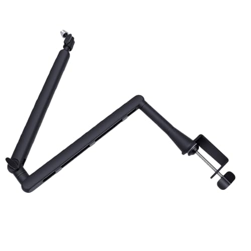 Studio Microphone Arm, 5.7in Extension Pole Adjustable Mic Boom Stand with Cable Management, for Streaming Gaming Podcast Recording
