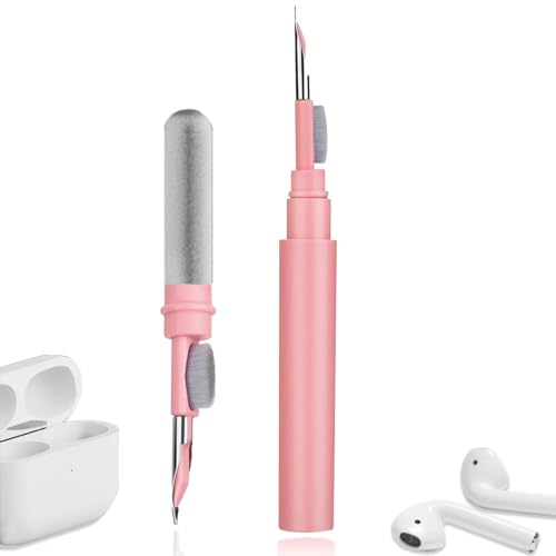 Cleaner Kit for Airpods,Earbuds Cleaning kit for Airpods Pro 1 2 3, Multi-Function Cleaning Tool with Brush Flocking Sponge for Wireless Earphones Bluetooth Headphones Case Camera and Phone (Pink) - color: Pink