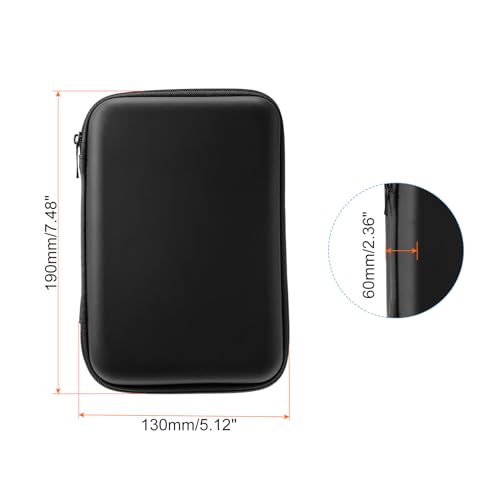 PATIKIL 7.48x5.12 Electronic Organizer Case, 1Pcs EVA Hard Waterproof Rectangle Travel Carrying Case with Zipper for Digital Multimeter, Camera, Charger Cord, Earphone, Black - size: 7.48x5.12"