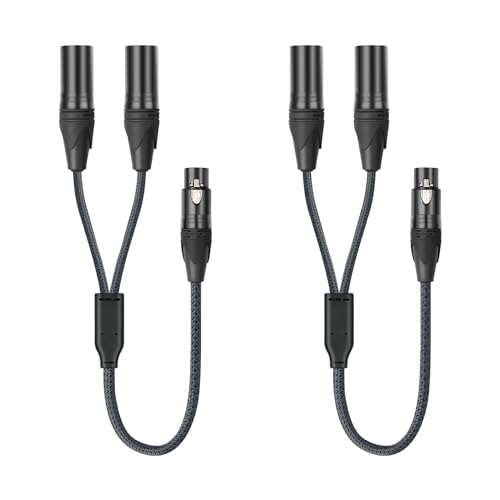 2FT XLR Female to Dual Male Y Splitter Cable, XLR Y Cable Splitter 1 Female to 2 Male for Micphone Mixer- 2Pack - color: XLR 1 Female to 2 Male, size: 2Ft*2Pack