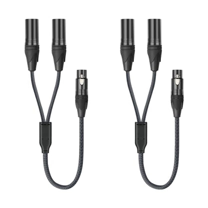 2FT XLR Female to Dual Male Y Splitter Cable, XLR Y Cable Splitter 1 Female to 2 Male for Micphone Mixer- 2Pack - color: XLR 1 Female to 2 Male, size: 2Ft*2Pack