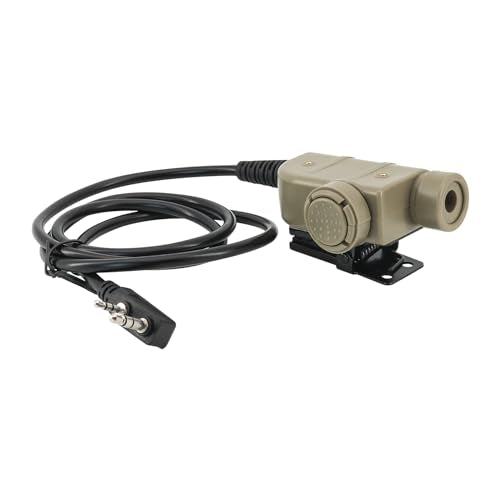 U94 PTT 2pin，Push to Talk for UV5R etc. with Civilian Version，Airsoft Tactical Headset(Tan)