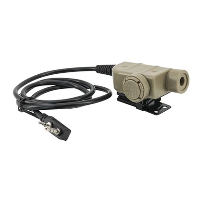 U94 PTT 2pin，Push to Talk for UV5R etc. with Civilian Version，Airsoft Tactical Headset(Tan)