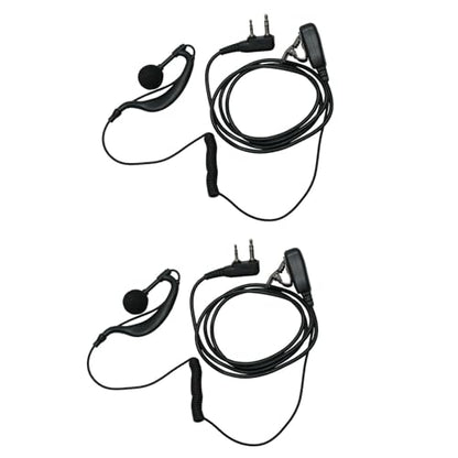G Shape Headset with PTT Mic Compatible for Baofeng UV-5R BF-888S BF-F8HP BF-F9 Kenwood TK-3140 TK-2202 TK-3400 TK-3402 TK-3107 Two Way Radio 2Pack