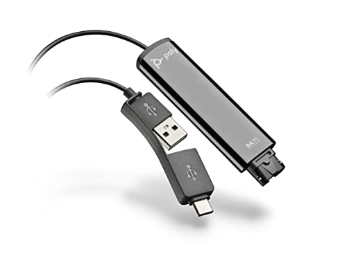 Poly DA75 USB-A/USB-C digital adapter - Works with Poly Call Center Quick Disconnect (QD) Headsets - Works with Avaya, Genesys,&Cisco call center platforms - size: Standard Version, style: Digital Adapter