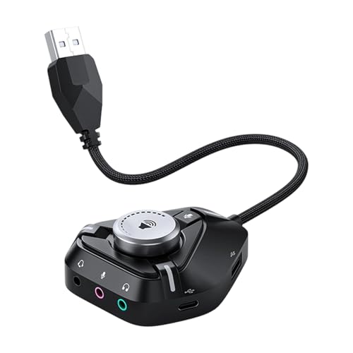 USB Sound Card, Compact Design, 6.7x6x2cm, Type-C External Soundboard, Jack USB Headset Adapter, Easy to Use, for Volume Control Microphone Speaker Studio