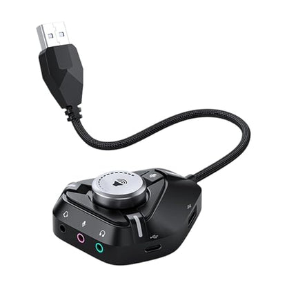 USB Sound Card, Compact Design, 6.7x6x2cm, Type-C External Soundboard, Jack USB Headset Adapter, Easy to Use, for Volume Control Microphone Speaker Studio