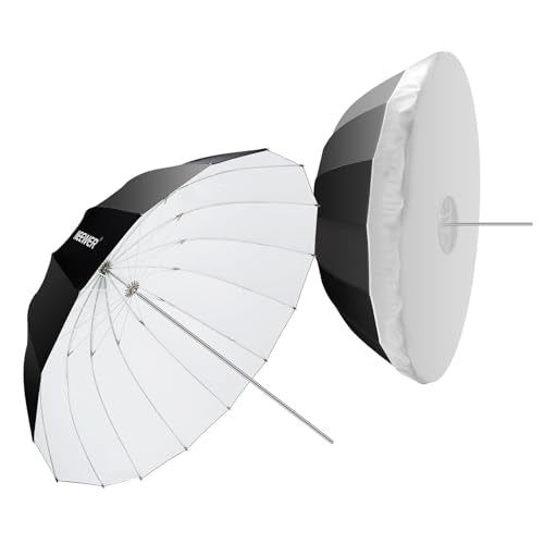 NEEWER 71"/180cm Parabolic Reflective Umbrella Photography w White Inner | Soft Lighting, with Diffuser Cover, Bag, Quick Fold, for Camera, Photo Studio Video Light, Shooting Monolight, Flash, NS4U - color: White, size: 71"