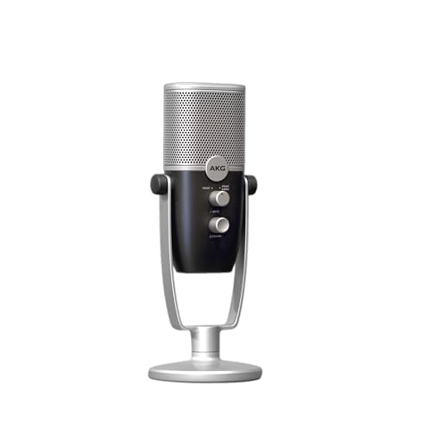 AKG Pro Audio Ara Professional USB-C Condenser Microphone, Dual Pattern Audio Capture Modes for Podcasting, Video Blogging, Gaming and Streaming, Blue & Silver | Dual-pattern USB condenser microphone with 24-bit/96kHz audio for podcasting, gaming and musi