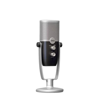 AKG Pro Audio Ara Professional USB-C Condenser Microphone, Dual Pattern Audio Capture Modes for Podcasting, Video Blogging, Gaming and Streaming, Blue & Silver | Dual-pattern USB condenser microphone with 24-bit/96kHz audio for podcasting, gaming and musi