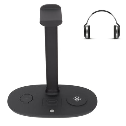GOWENIC Wireless Charger Headphone Stand, 15W Fast Charge Detachable, Wireless Charger Dock Station for Office Gaming Desk, Headphone Charging Hanger for Gaming Headset Controller